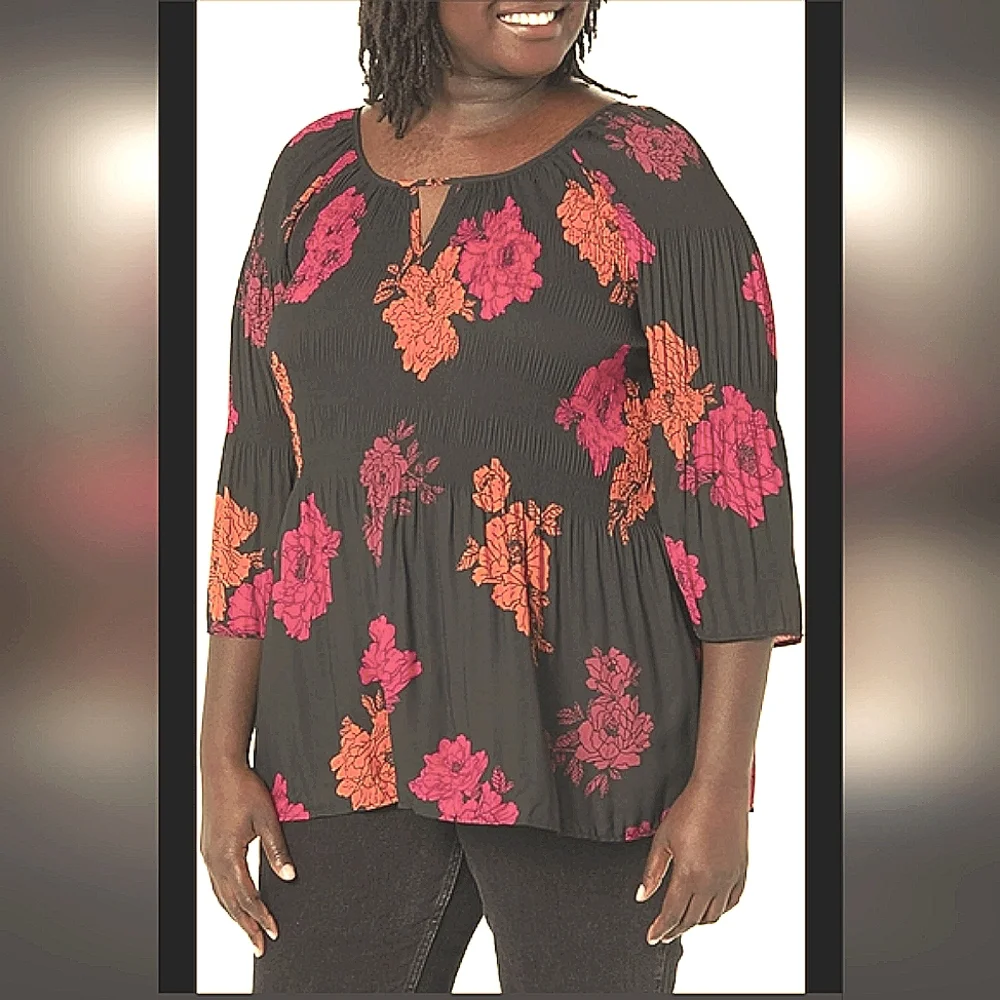 Avenue floral 7/8 sleeves pleated NWT size 18
